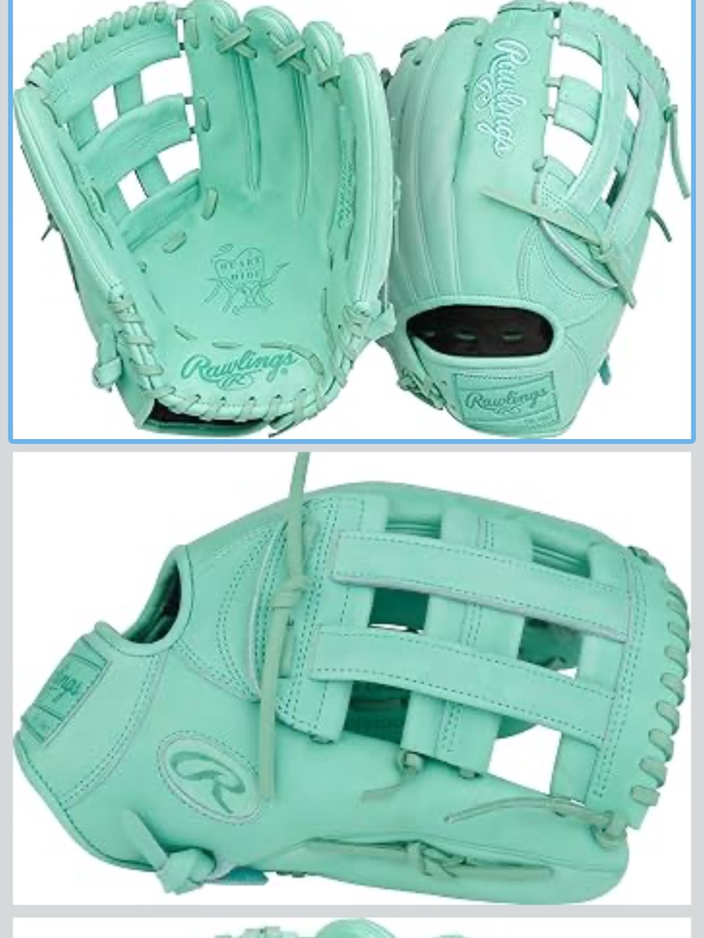 Rawlings Mint Green heart of the hide baseball  12.75 rHT Baseball Glove